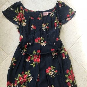 Juicy Couture silk mini dress w/ strawberry print